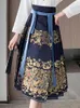 التنانير الصينية على الطراز الصيني التنورة الوجه للسيدات الخريف والشتاء Midi Ming Hanfu Daily Wear Femme National