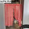 Tende 1 PZ Tasca per asta Classico Rosso Plaid Volant Tenda corta Voile velato per Cucina Camera da letto per ragazze Piccola finestra Caffè Mezza tenda