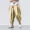 Düz renkli harem pantolon moda bol dipler rahat joggers erkek elastik pantolon spor giyim fener pantalonları 240305
