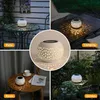 Table Lamps Solar Table Lights Outdoor Waterproof Dancing Flickering Flame Lamp White Metal Tabletop Light Solar Lantern For Desk Bedroom Patio Garden Pathwa