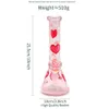 1pc,10in,Handdrawn Cartoon Love & Cloud Pattern Cigarette Set, Borosilicate Pink Glass Water Pipe,Glass Bong,Glow In Dark,Handmade Handicraft,Smoking Accessaries