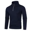 Men's Sweaters Men Solid Color Pullover Sweater Stylish Half-high Collar With Zipper Soft Knitted Warm Casual For Fall