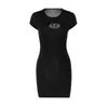 Women's Fashion Spring New Embroidery Cutout Slim Fit Round Neck Short Sleeve Dress