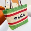 سيدة Stripe Raffias Designer Beach Bag Miumiubag Summer Straw Womens Counter Shop Travel Weave Bag Luxurys Handsbag Crossbody Mens Crock Crochet Facs