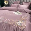 Conjuntos de cama Atacado Nordic Simples AB Versão Bordado Design Artesanal Duvet Silk Bed Sheets Set