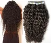 Darkest Brown Brasilian Kinky Curly Virgin Hair Tape in Human Hair Extensions 100g 40st Afro Kinky Curly Skin Weft Seamless Hair 1736394