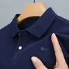 Polo da uomo a maniche lunghe da uomo di alta qualità primavera autunno 100% cotone T-shirt da uomo con risvolto moda casual di marca Top S-4XL 240301