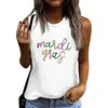 Dames Tanks 2024 Mode Vrije tijd Carnaval Gedrukt Ronde Hals Mouwloos T-shirt Top Kleding Blusas Para Mujer