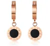 Ensemble de boucles d'oreilles et collier rond noir en or Rose 14K, couleur or Rose, chiffres romains, ensemble de bijoux de mariage pour femmes, vente en gros