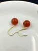 Boucles d'oreilles SHILOVEM 18K or jaune véritable naturel sud rouge AGATE bijoux fins plante de mariage cadeau de noël YZE9.59.5NH