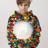 Cool Building Block 3D Print Hoodie Boys Casual Pullover Lång ärm Sweatshirt för Boy Girl Fashion Hoodies Barn Toppar Kläder 240227