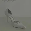 Chaussures habillées Chaussures Talons Hauts 2024 Lettre Petit Bout Carré Talons Hauts Femmes Stiletto Sexy Blanc Bouche Peu Profonde Chaussures À Bout Creux Q240314