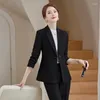 Women's Two Piece Pants Fall/Winter Retro Casual Short Blazer Wide-leg Set Commuter Solid Color Cinched Waist Suit Trousers Two-piece