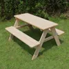 Camp Furniture Garden Chair Children's Wooden Picnic Bench Outdoor Terrace Dining Table 37 X 10.8 4.9 Brown