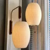 Настенный светильник, белый шелк, японский креативный выдвижной переключатель, бра, кабинет, спальня, прикроватное освещение, деревянное перекидное освещение