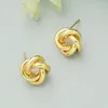 Stud Earrings Fashion Hollowed Tiny Metal Surround Twist For Women Simple Gold Aad Silver Color Small Cute Girls Jewelry Party Gifts