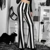 Women's Pants Sexy Slim Fit Flared Trousers Fashion High Waist Striped Printed Large Size Casual Wide Leg Draped Trouser