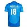 2024 Jerseys de fútbol Italia 125 aniversario Retegui Tonali Camisa de fútbol de Italia Jorginho Barella Spinazzola Locatelli Top Thiland Men Women Kits Kits Long manga