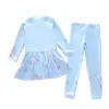 Swimwear HappyFlute Twopieces Set Summer Split Long Sleeve Pants Baby Girl's Conservative Sunscreen Swimsuit