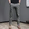 Men's Pants Casual Business Korean Fashion Slim Fit Stretch Gray Black 97.8% Cotton Trousers Male Pant 2024 Spring Aummer
