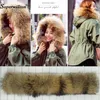 Piel Natural 2019 nuevo invierno 100% piel de mapache cuello Real bufandas para mujer abrigo de moda suéter bufandas Collar cuello de lujo gorra D88 T2638