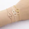 Link Bracelets 여성 이중 심장 참 팔찌 Pulsera 보석 스틸 스틸 장 Armbanden Bijoux Femme 신부마이드 선물