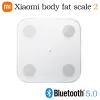 Skalor xiaomi body fett skala 2 smart hemkroppssammansättning innehåll testskala bluetooth 5.0 LED -skärm fungerar med mi fit app