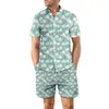 Projektant Suit European Mens Casual Loose Shirt Set Hawaii Digital Print Beach Shorts Shorts Qtdf