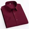 Chemises habillées pour hommes en chemise mince été à manches courtes pour hommes coupe ajustée formelle couleur unie bureau hauts vêtements blancs élastiques