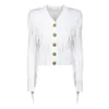 Vinatge 2024 Zwart/Wit V-hals Kwastje Damesjas Lange Mouwen Knoppen Dames Bovenkleding Designer High End jassen 31414