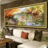 Stitch Diy 5d Grande Taille Diamant Peinture Étang Paysage Diamant Broderie Art Moderne Mur Point De Croix Salon Chambre Décor À La Maison