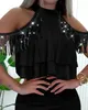 Vestidos de trabalho Sexy Spicy Girl Tassel Design Ruffles Top Saia Set Feminino Roupas Casuais 2 PCS Mulheres Manga Curta Tops Skinny Saias Conjuntos