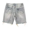 Herenjeans Heren Denim Shorts Gescheurd Zomer Distressed Straight Fit Gaten Knielengte Met Multi