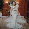 2024 Aso Ebi Wedding Dresses For Bride Mermaid Bridal Gowns Luxurious Elegant Wedding Gowns Rhinestones Crystals Decorated Marriage For African Black Women NW133