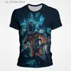 T-shirts voor heren Volledig bedrukt T-shirt van Space Astronaut Universe Grafisch Mannen 2023 Nieuwe zomer Harajuku Ronde hals Korte Slve Groothandel Y240321