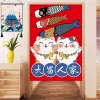 Cortinas japonesas de gato da sorte, cortina de porta de pano, meia cortina de cozinha, perfuração livre, divisória de quarto, cortinas de linho simples, novo