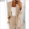 Kvinnors tvådelade byxor 2024Women's Solid Blazers Jacket och sätter 2st Slim Fit Formal Office Ladies Elegant Clothing Set Pieces Ordized