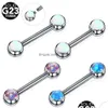 Nose Rings & Studs 10Pcslot G23 Opal Nipple Piercing 14G Tongue Ring Internal Thread Crystal Barbell Women Body Jewelry 240311 Drop D Dhmgp