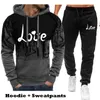 Love Printed Fashion Hoodie Men Bluza i dresowe dresy młodzieżowe jogging S-4xl 240306