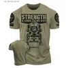 T-shirts pour hommes T-shirt pour hommes Force gagnée Entraînement 3D T-shirts imprimés Funny Gym Short Slves Muscle Man Tough Guy Surdimensionné Hommes Vêtements Tops Y240314