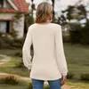 Blouses Femmes Femmes T-shirt à manches longues Stylé Texture rayée Bouton Décor Élastique Cuff Doux pour le printemps