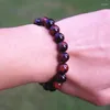 Charm Bracelets 10mm Red Tiger Eye Beads Bracelet Men's Fashion Natural Stone Handmade DIY Jewelry Pour Homme