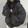 Jaquetas femininas inverno mulheres engrossar quente casaco com capuz oversized dupla face algodão zip up jaqueta moda casual solto wear