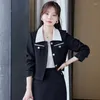 Robe de deux pièces printemps femmes solide mince coréen élégant vêtements d'affaires formel col rabattu blazer et jupe midi ensemble deux pièces mode