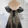 Robes de soirée noir or chérie sans manches une ligne bal personnalisé perlé étincelle dame robes de soirée