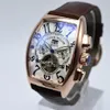 Geneva luxury leather band tourbillon mechanical men watch drop day date skeleton automatic men watches gifts FRANCK MULLE285g