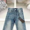 Popular bebê lavado jeans outono designer denim crianças calças tamanho 110-150 metal placa de identificação decoração criança calças 24mar