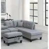 Living Room Furniture 3-PCS Sectional Set LAF Sofa RAF Chaise and Storage Ottoman Cup Holder Taupe Grey Color Linen-like Fabric Couch