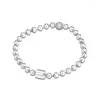 Pulseiras com pingentes QANDOCCI Beads Pave Chain 925 Sterling-Silver-Jóias