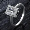 Clusterringen Prachtige 925 Sterling Zilveren Rechthoek Echte Moissanite Voor Vrouwen Bruiloft Luxe Sieraden Groothandel